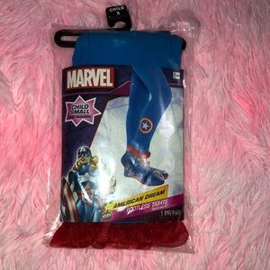 Girls Marvel American Dream Footless Tights Size Small Up To 55 lbs Costume New